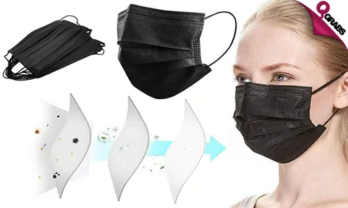 Disposable 3-Ply Black Face Masks!